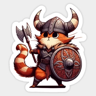 Funny Viking Warrior Cat Norse Mythology Anime Portrait Sticker